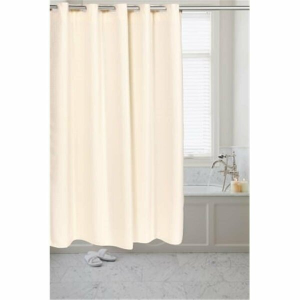 Livingquarters SCPRE-WAF-08 70 x 72 in. Pre Hooked Waffle Weave Fabric Shower Curtain, Ivory LI11065